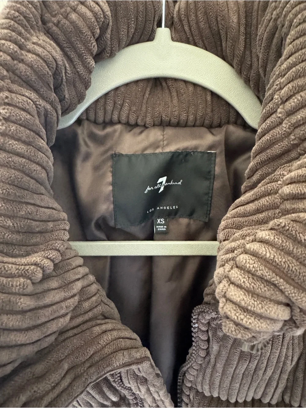 7 For All Mankind Brown Corduroy Puffer Jacket